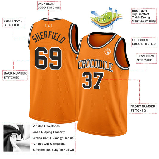 Custom Bay Orange Black-White Authentic Basketball Jersey - Sky-Custom