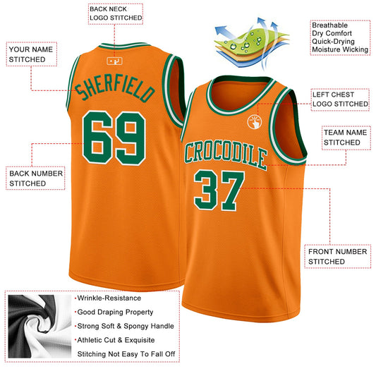 Custom Bay Orange Kelly Green-White Authentic Basketball Jersey - Sky-Custom