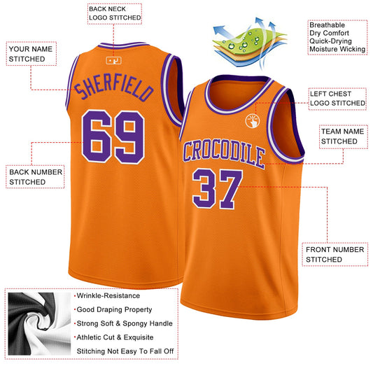 Custom Bay Orange Purple-White Authentic Basketball Jersey - Sky-Custom