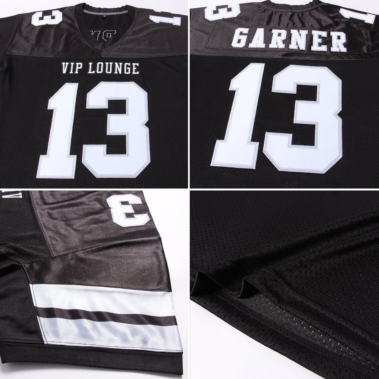 Custom Black White-Silver Mesh Authentic Football Jersey - Sky-Custom