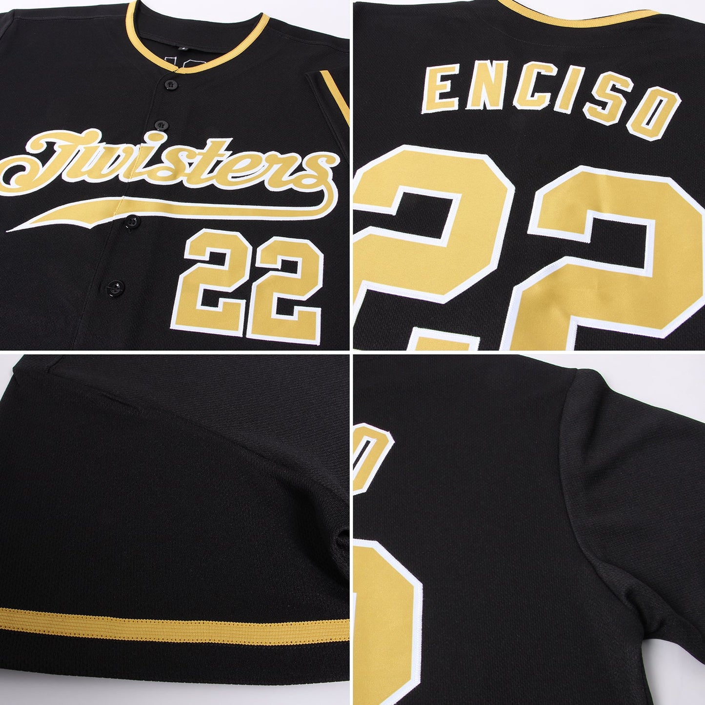 Custom Black Old Gold-White Authentic Baseball Jersey - Sky-Custom