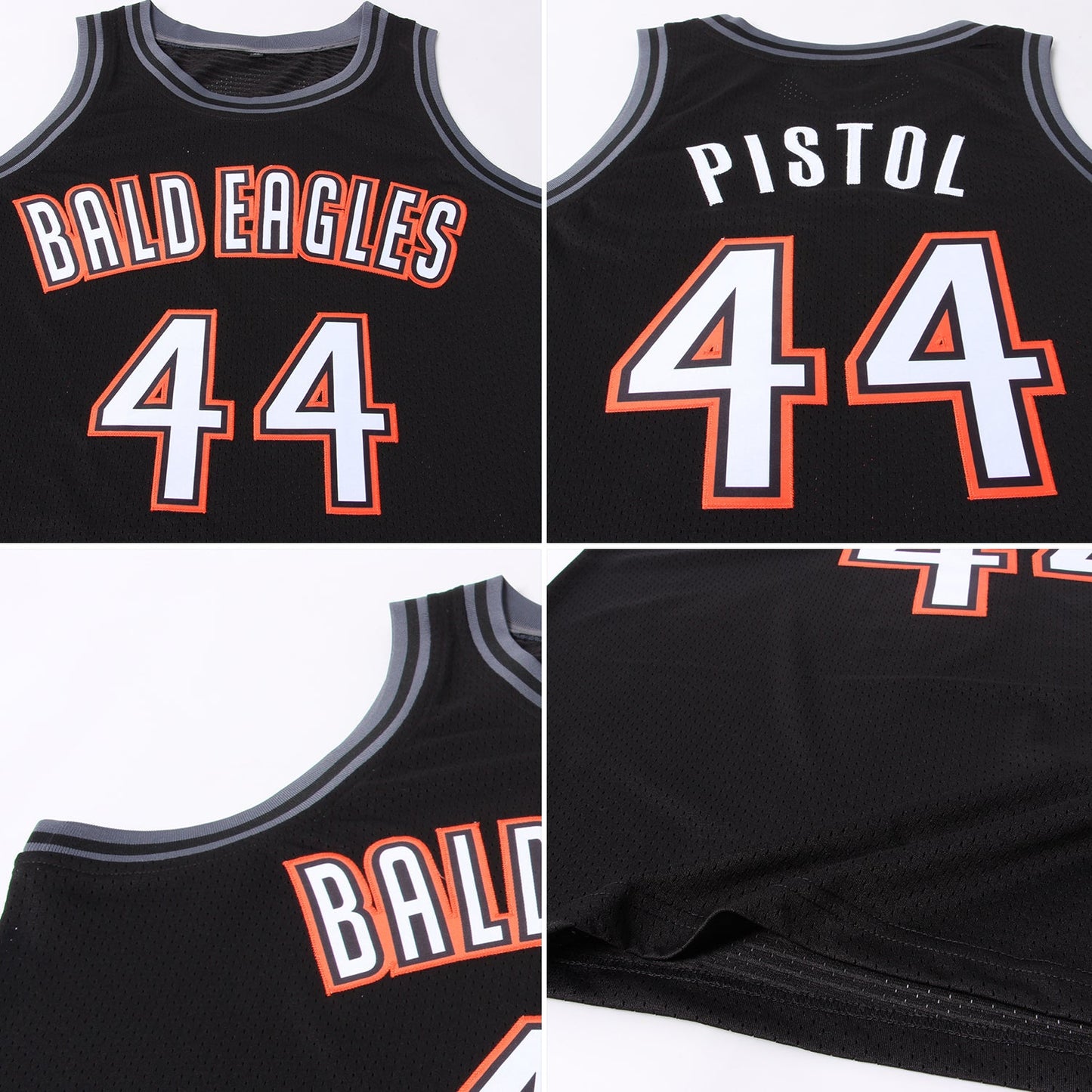 Custom Black White-Orange Authentic Throwback Basketball Jersey - Sky-Custom