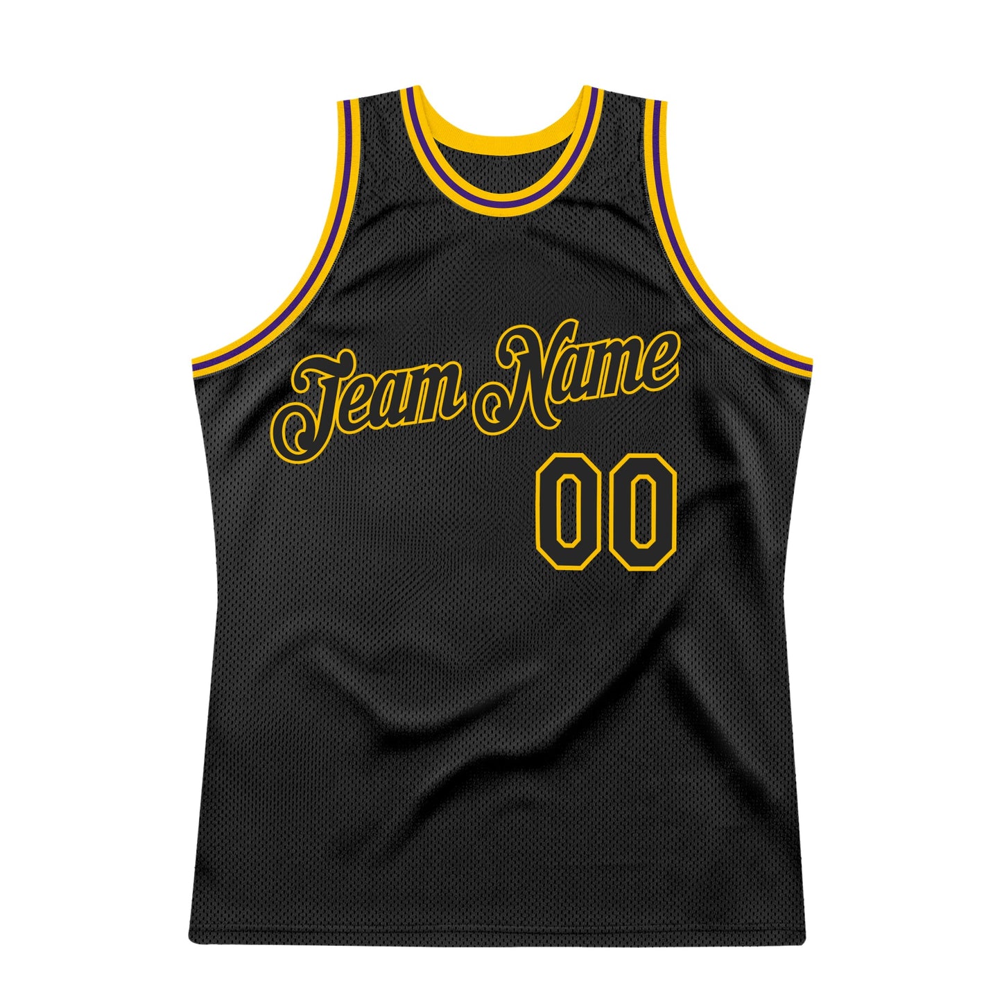 Custom Black Black Gold-Purple Authentic Throwback Basketball Jersey - Sky-Custom