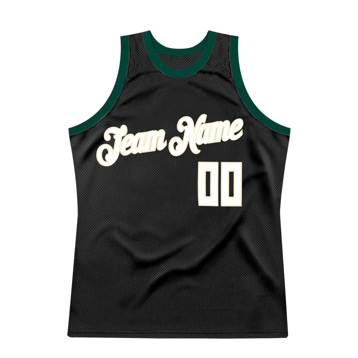 Custom Black White-Hunter Green Authentic Throwback Basketball Jersey - Sky-Custom