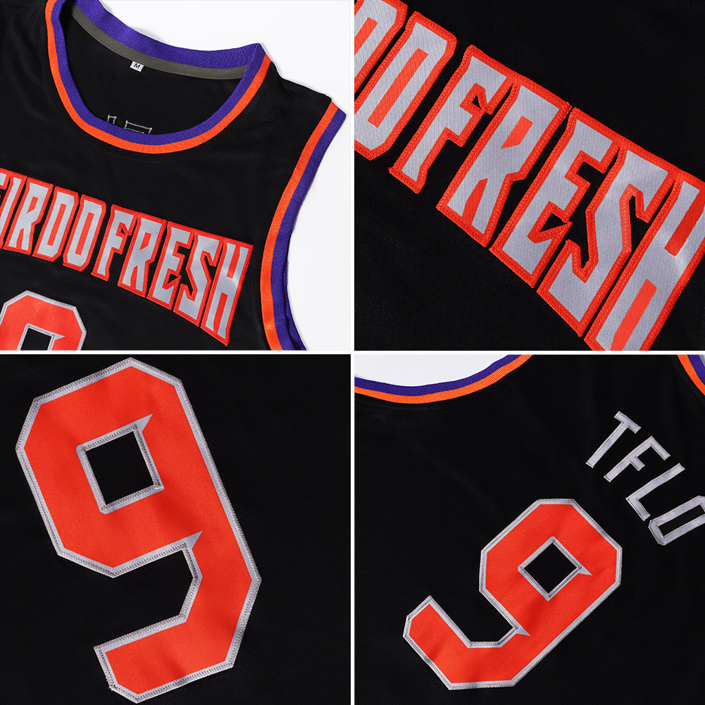 Custom Black White-Red Authentic Throwback Basketball Jersey - Sky-Custom