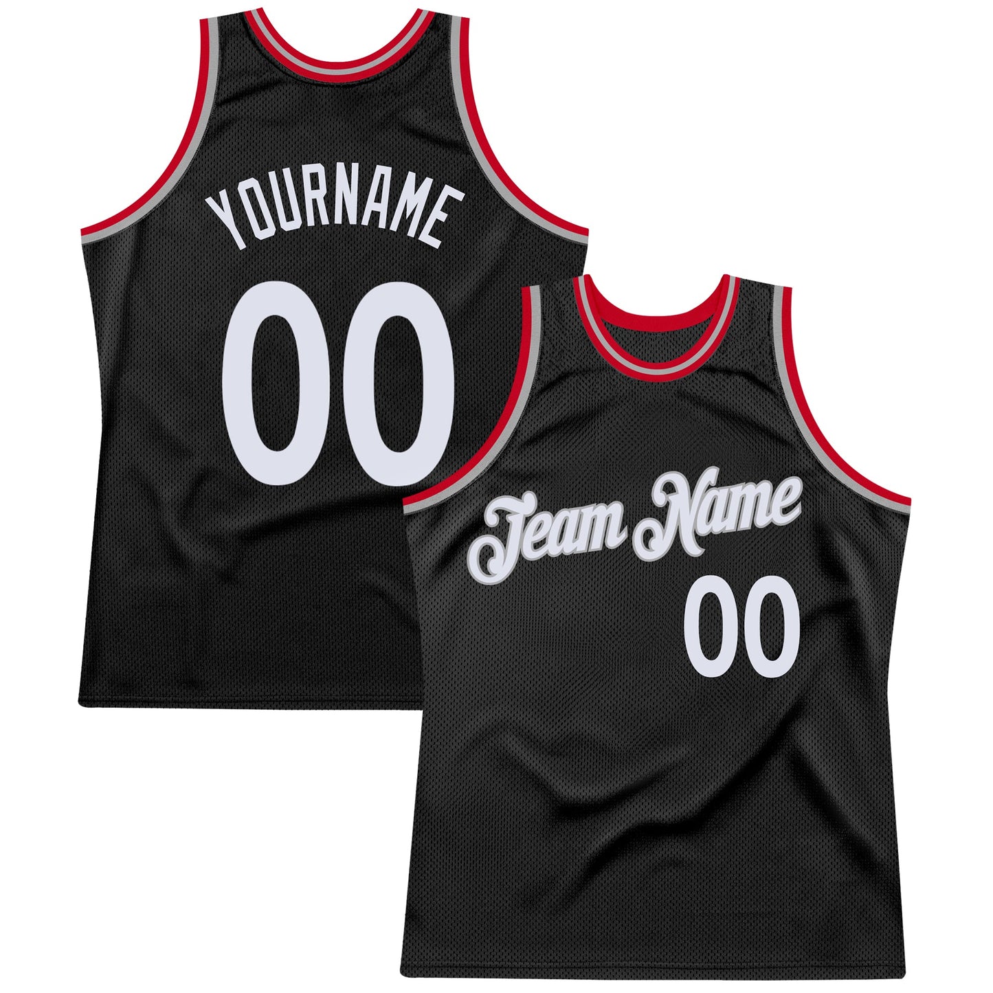 Custom Black White-Red Authentic Throwback Basketball Jersey - Sky-Custom