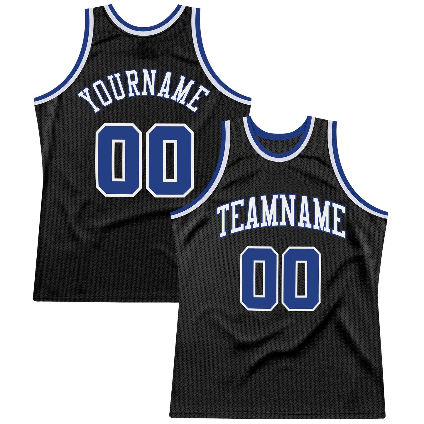 Custom Black Royal-White Authentic Throwback Basketball Jersey - Sky-Custom