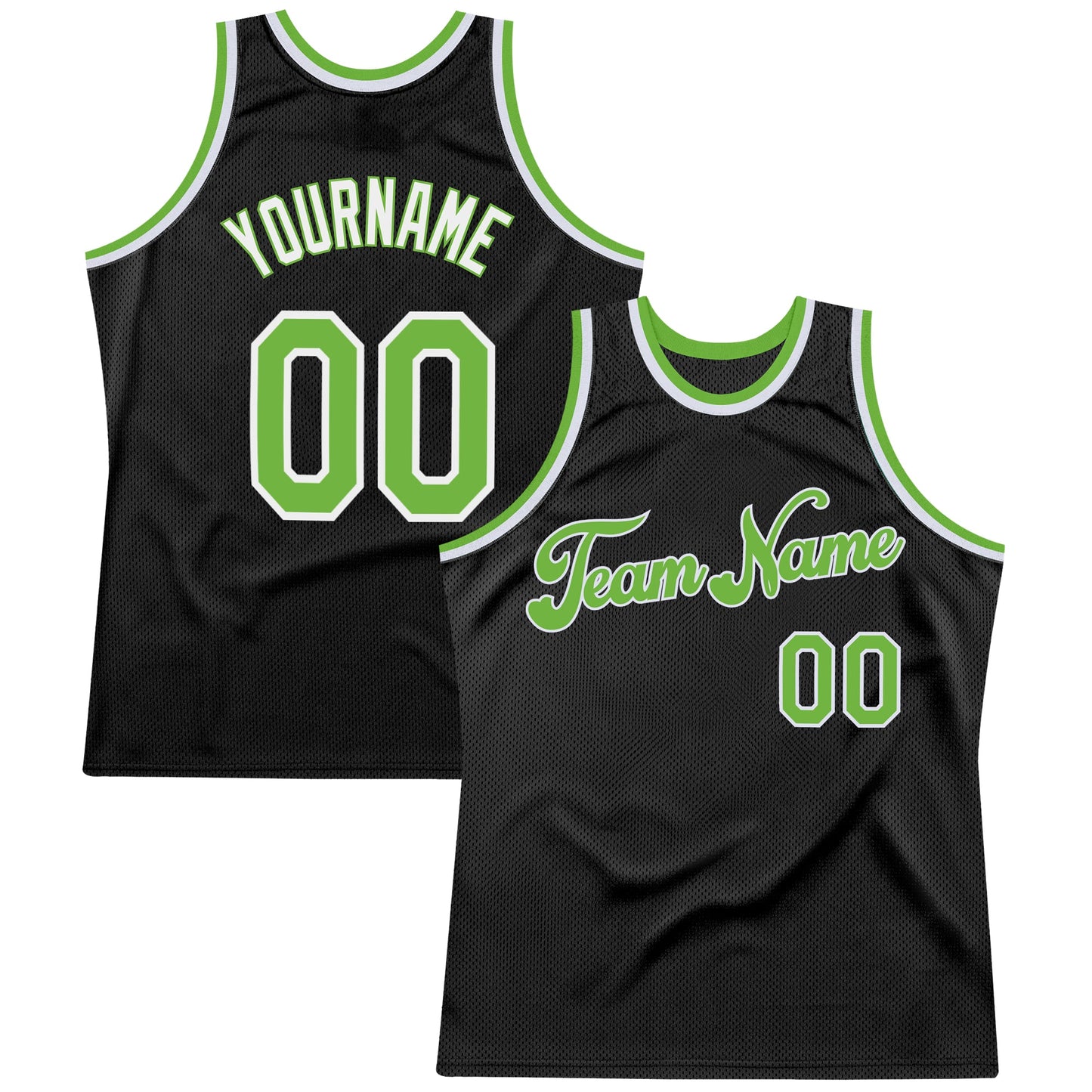 Custom Black Neon Green-White Authentic Throwback Basketball Jersey - Sky-Custom