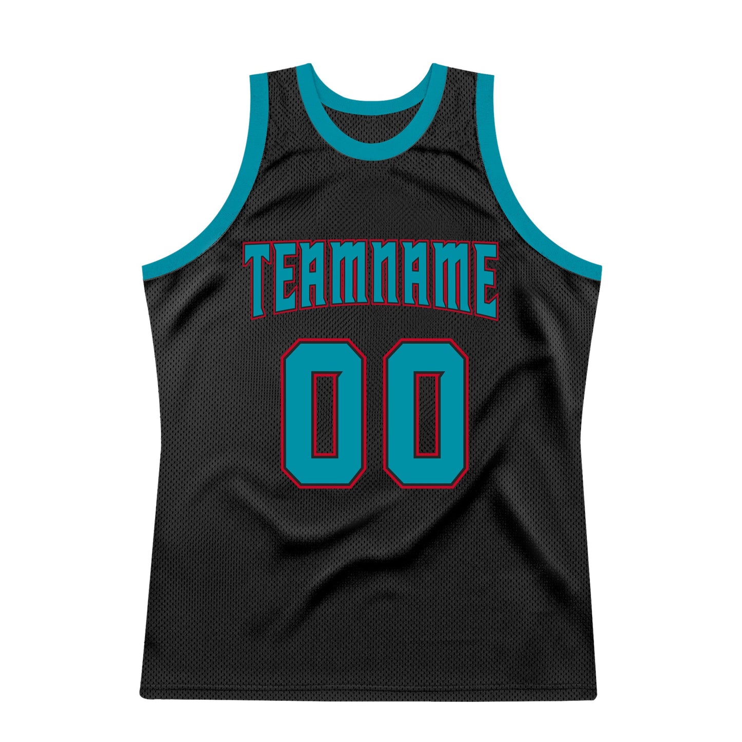 Custom Black Teal-Red Authentic Throwback Basketball Jersey - Sky-Custom