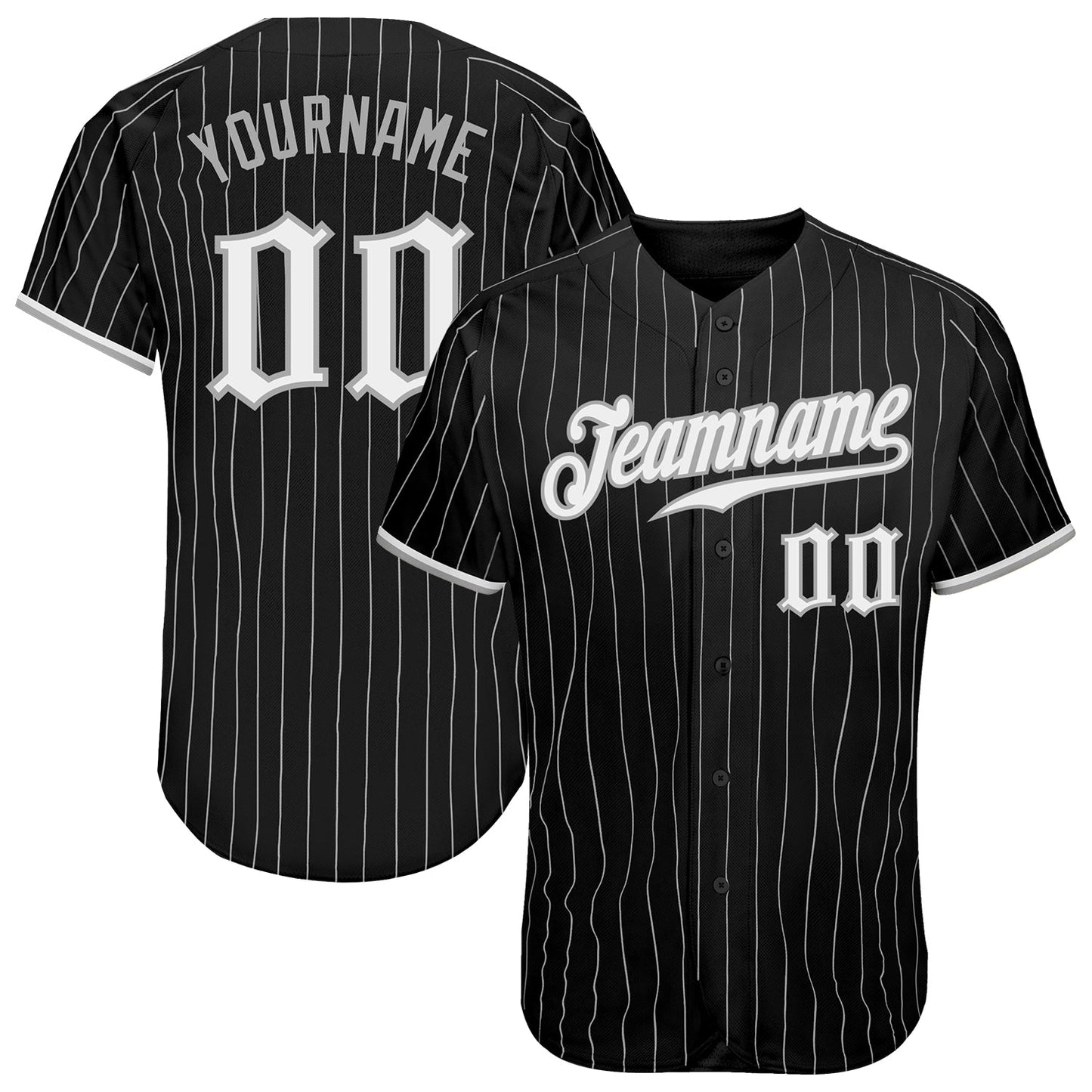 Custom Black Gray Pinstripe White-Gray Authentic Baseball Jersey - Sky-Custom