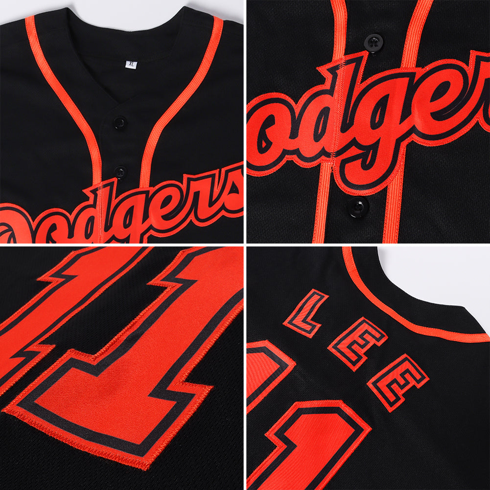 Custom Black Black-Red Authentic Baseball Jersey - Sky-Custom
