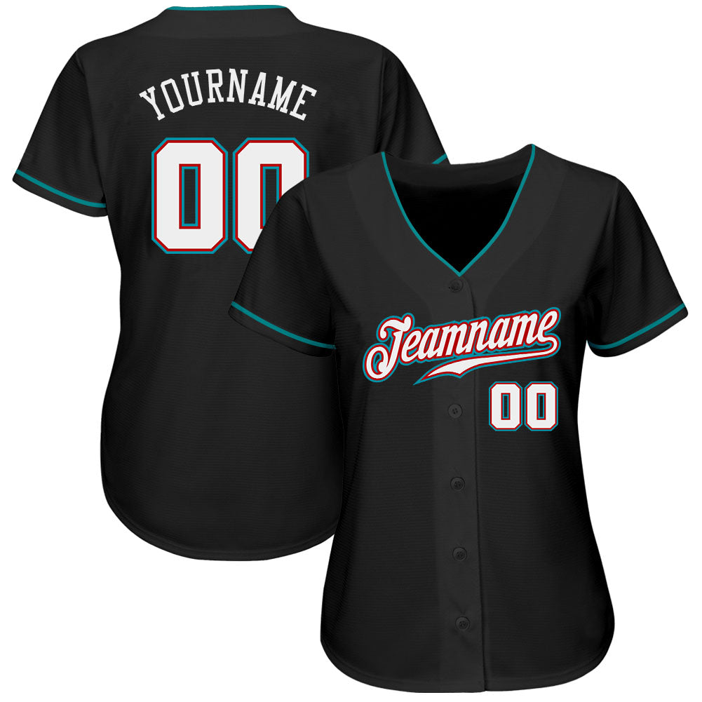 Custom Black White-Teal Authentic Baseball Jersey - Sky-Custom