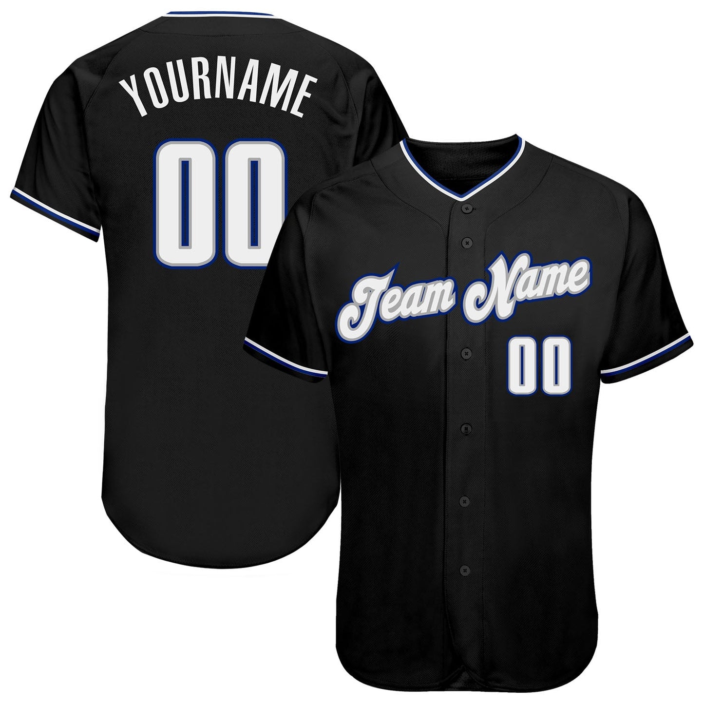 Custom Black White-Royal Authentic Baseball Jersey - Sky-Custom