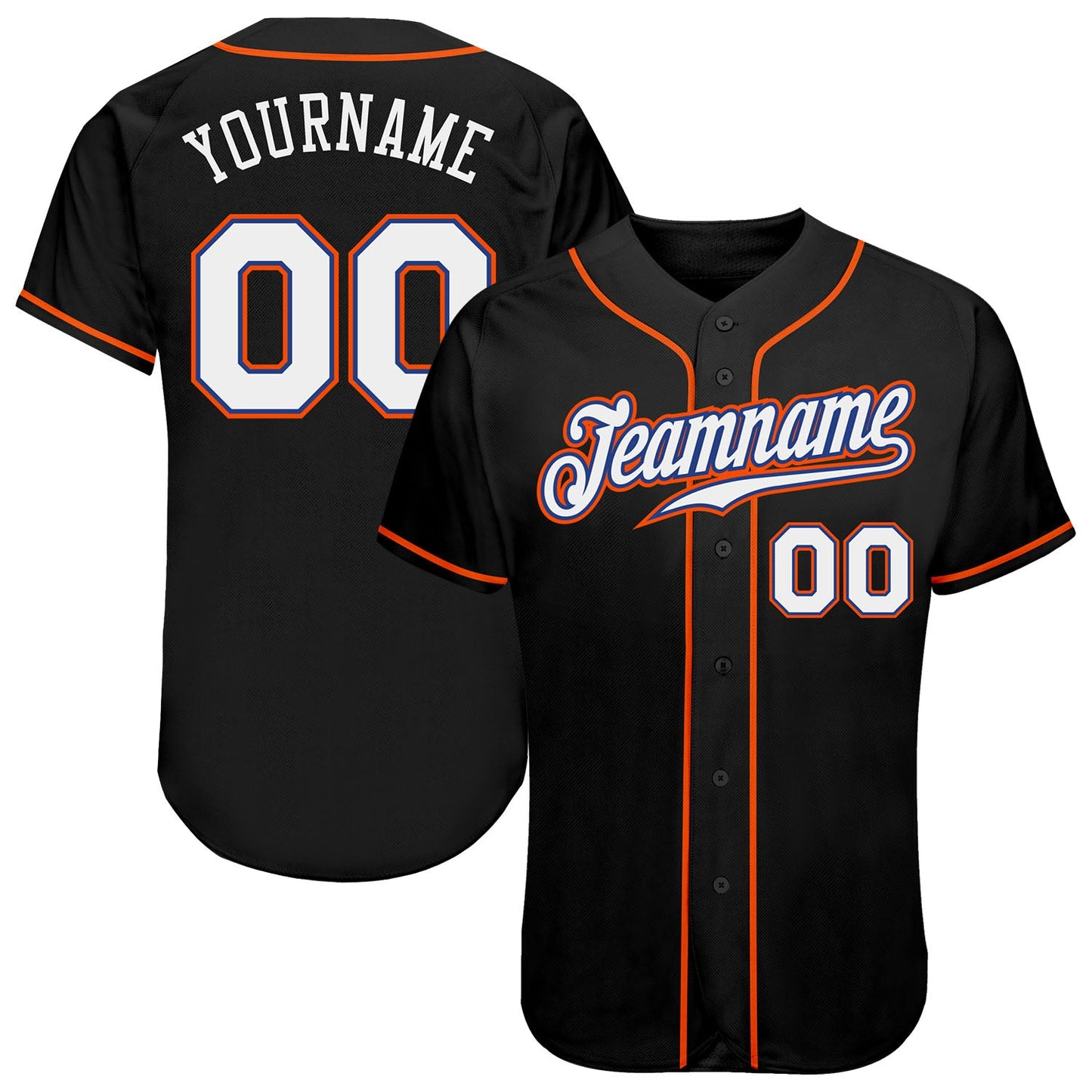 Custom Black White-Orange Authentic Baseball Jersey - Sky-Custom