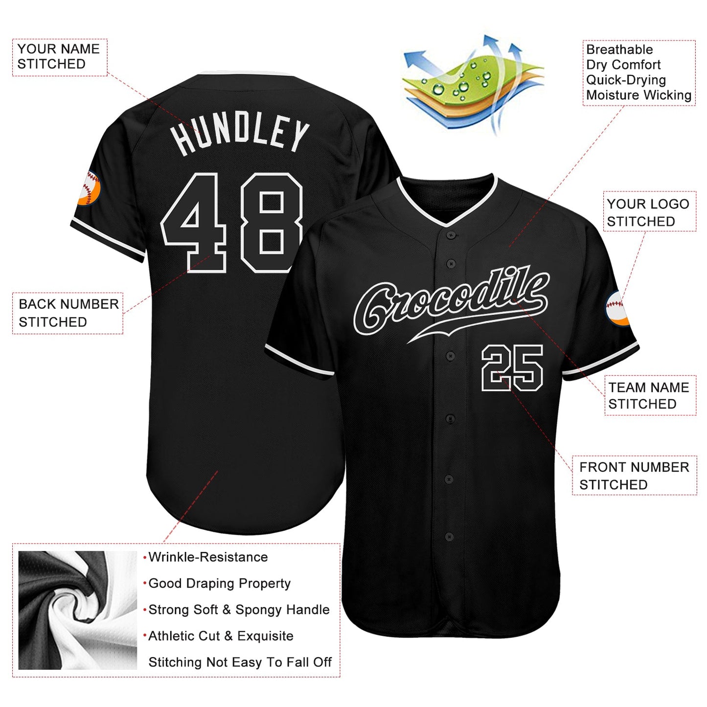 Custom Black Black-White Authentic Baseball Jersey - Sky-Custom