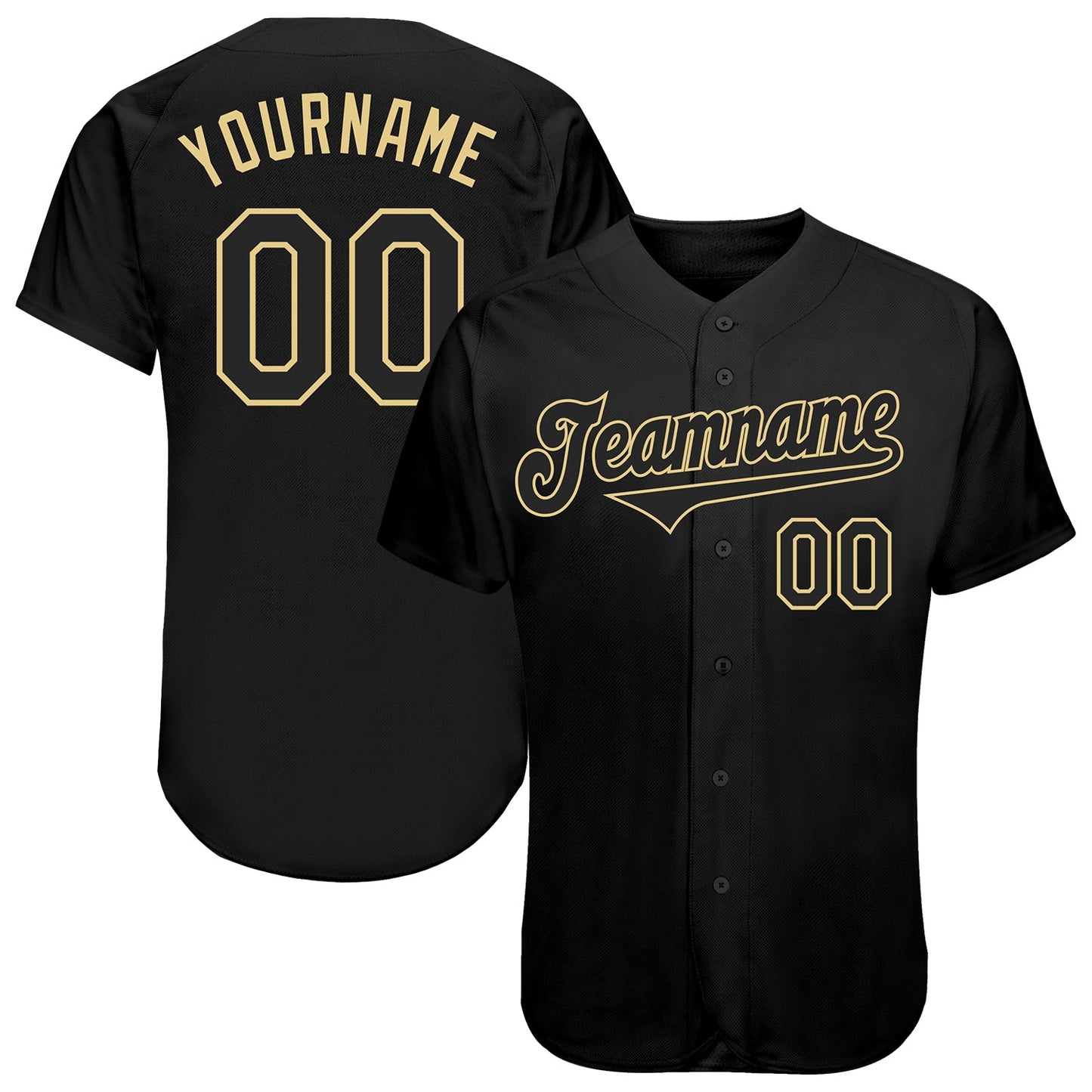 Custom Black Black-Vegas Gold Authentic Baseball Jersey - Sky-Custom