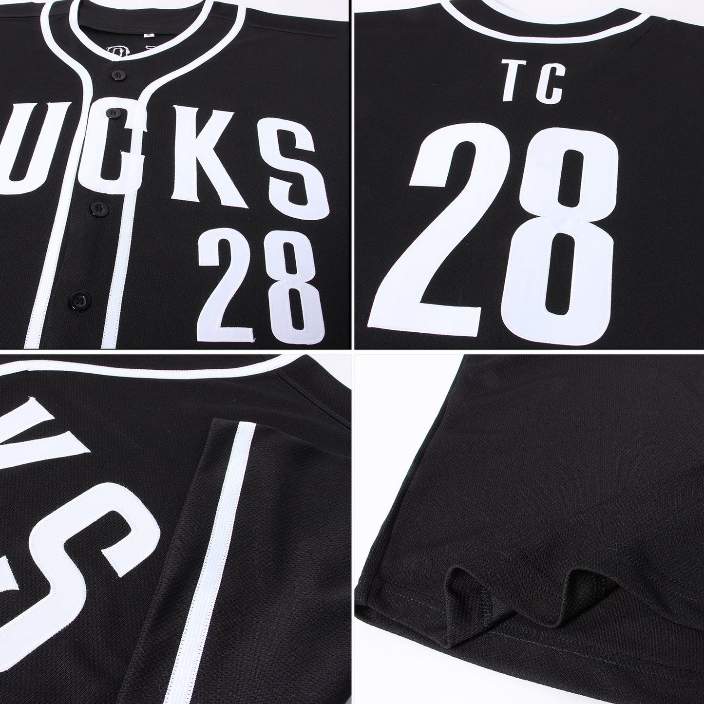 Custom Black White Authentic Baseball Jersey - Sky-Custom
