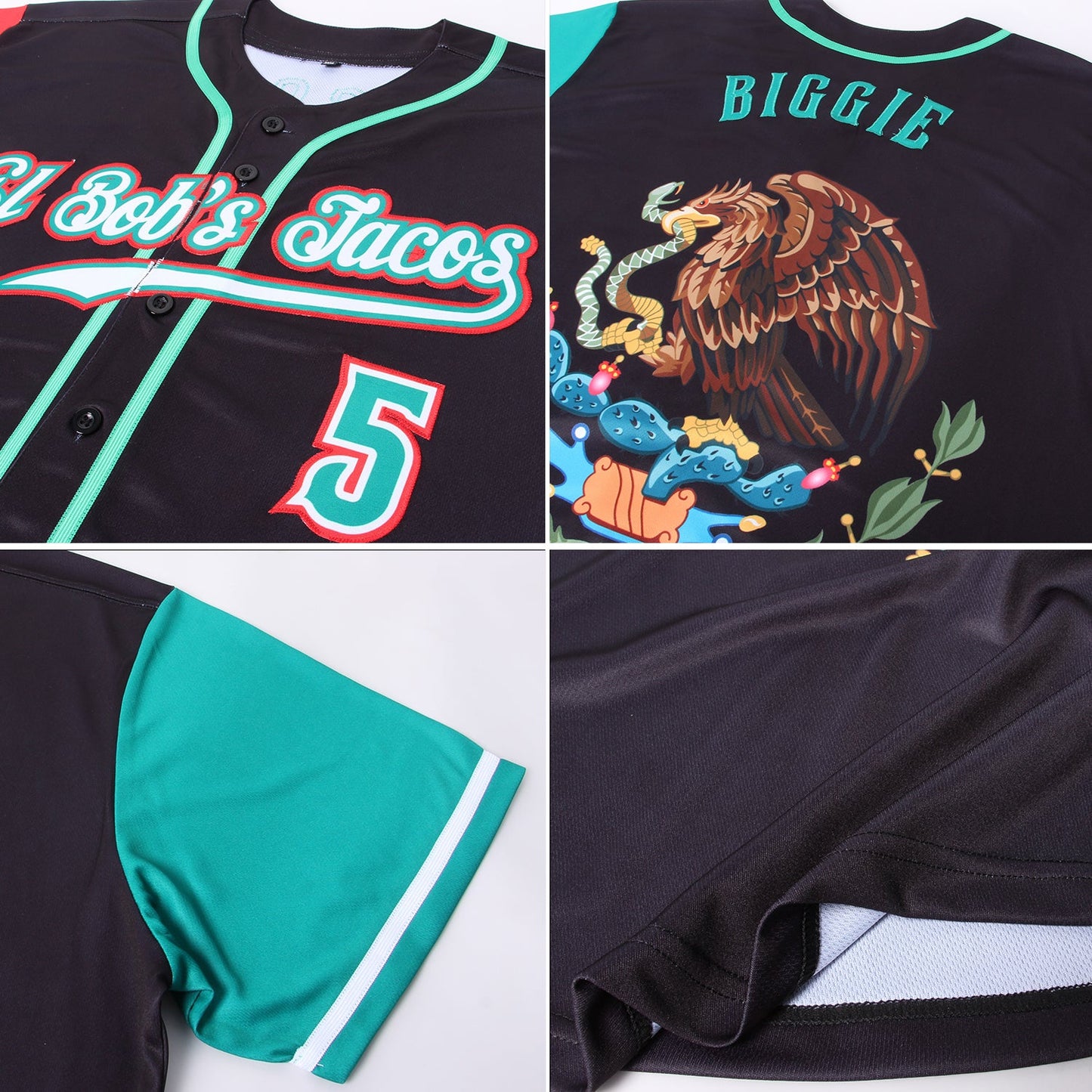 Custom Black Kelly Green-Red Authentic Mexico Two Tone Baseball Jersey - Sky-Custom