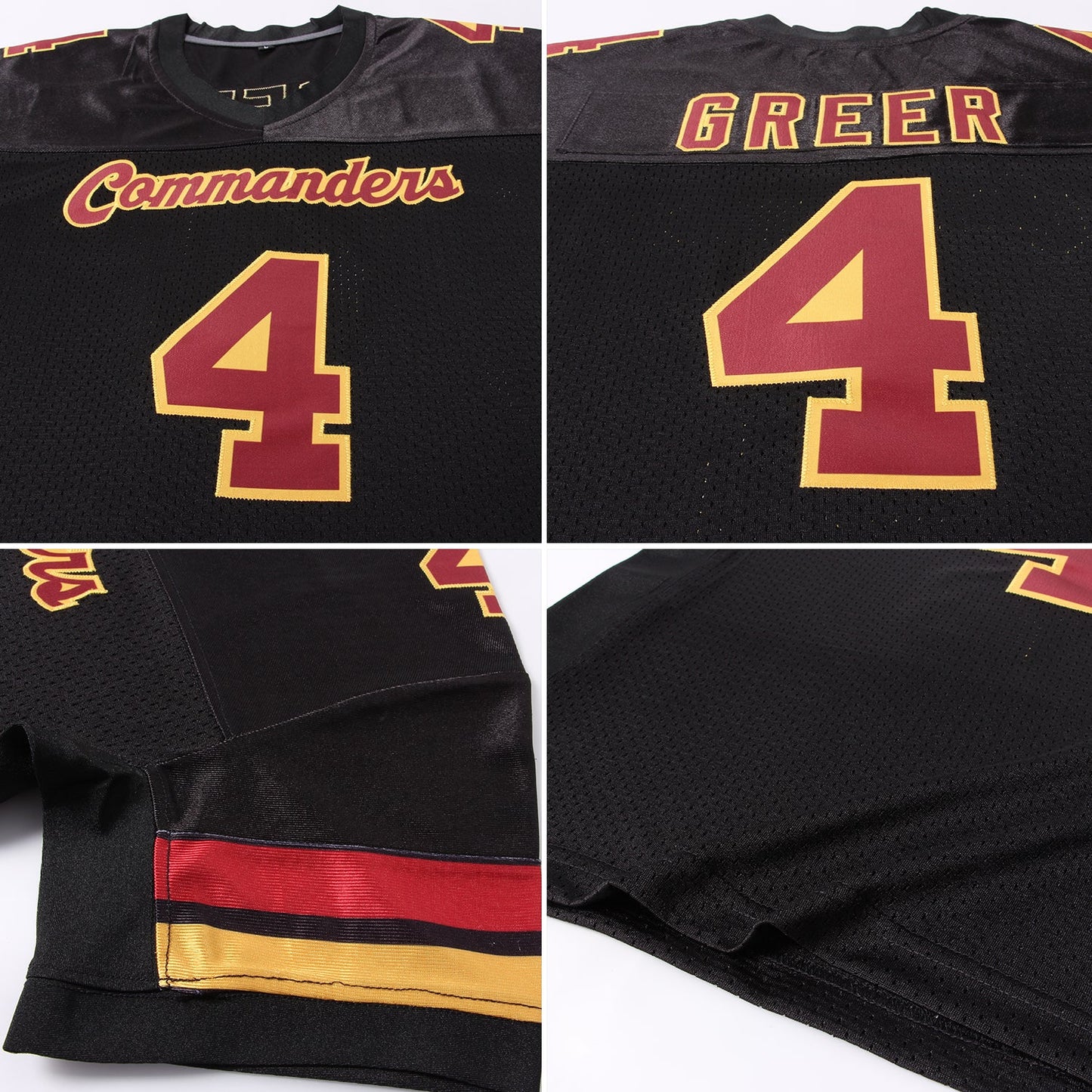 Custom Black Burgundy-Gold Mesh Authentic Football Jersey - Sky-Custom
