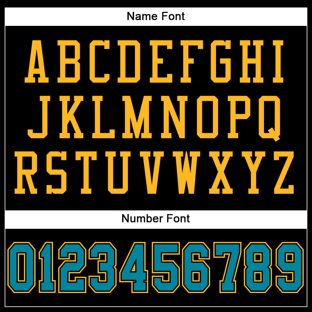 Custom Black Teal-Gold Mesh Authentic Football Jersey - Sky-Custom