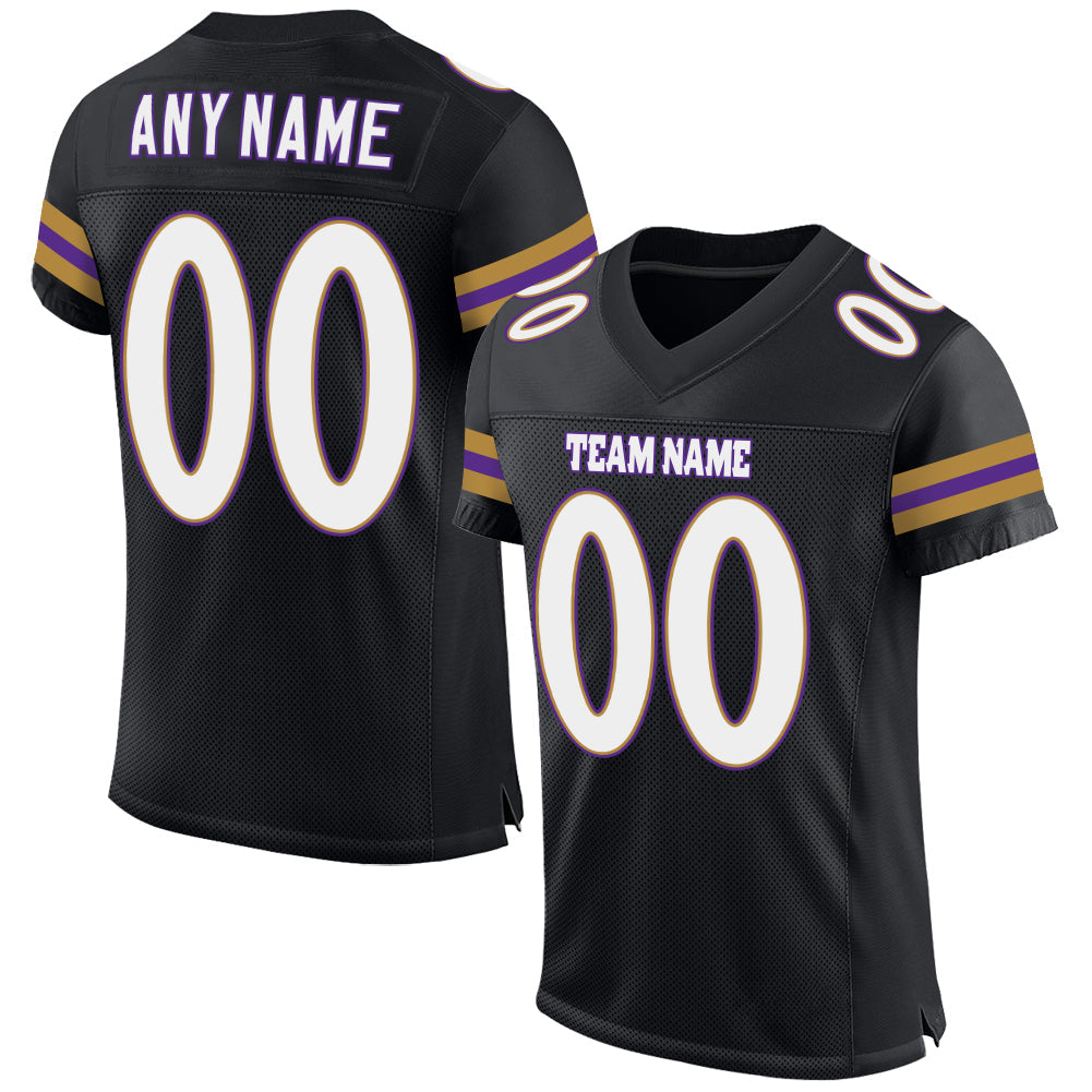 Custom Black White-Purple Mesh Authentic Football Jersey - Sky-Custom