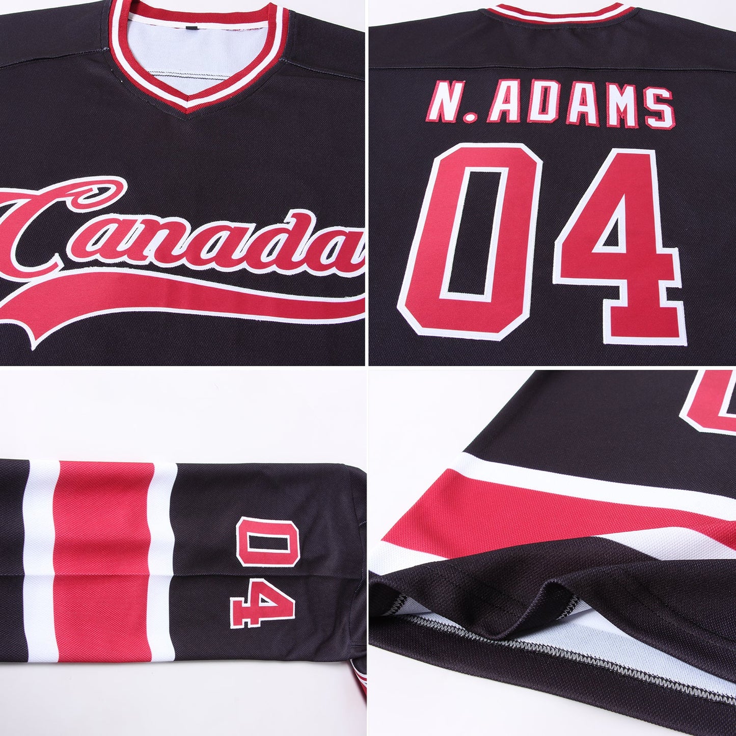 Custom Black Maroon-White Hockey Jersey - Sky-Custom