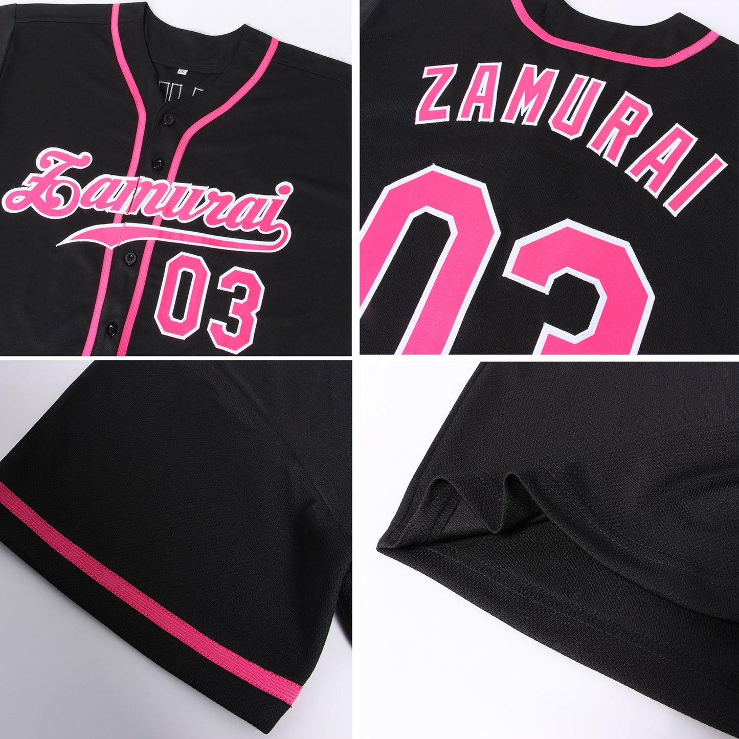 Custom Black Pink-White Authentic Baseball Jersey - Sky-Custom