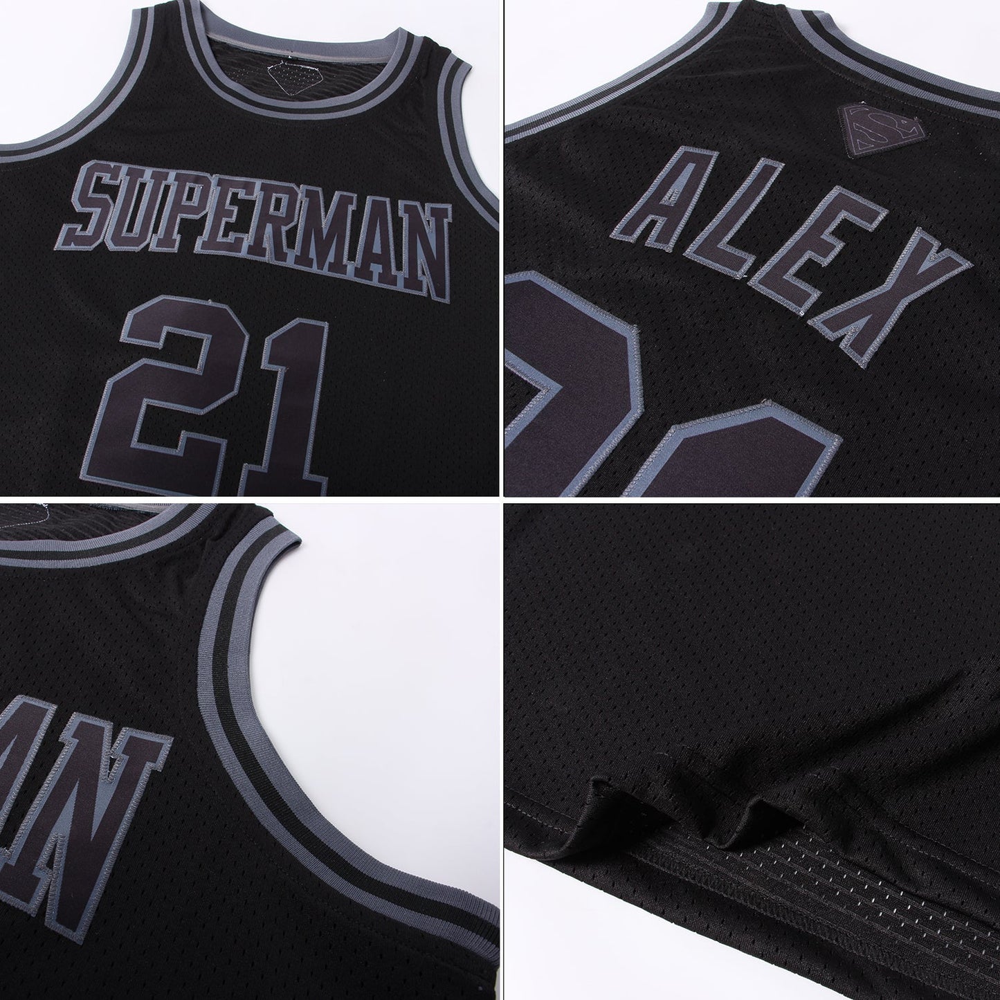 Custom Black Black-Steel Gray Authentic Throwback Basketball Jersey - Sky-Custom