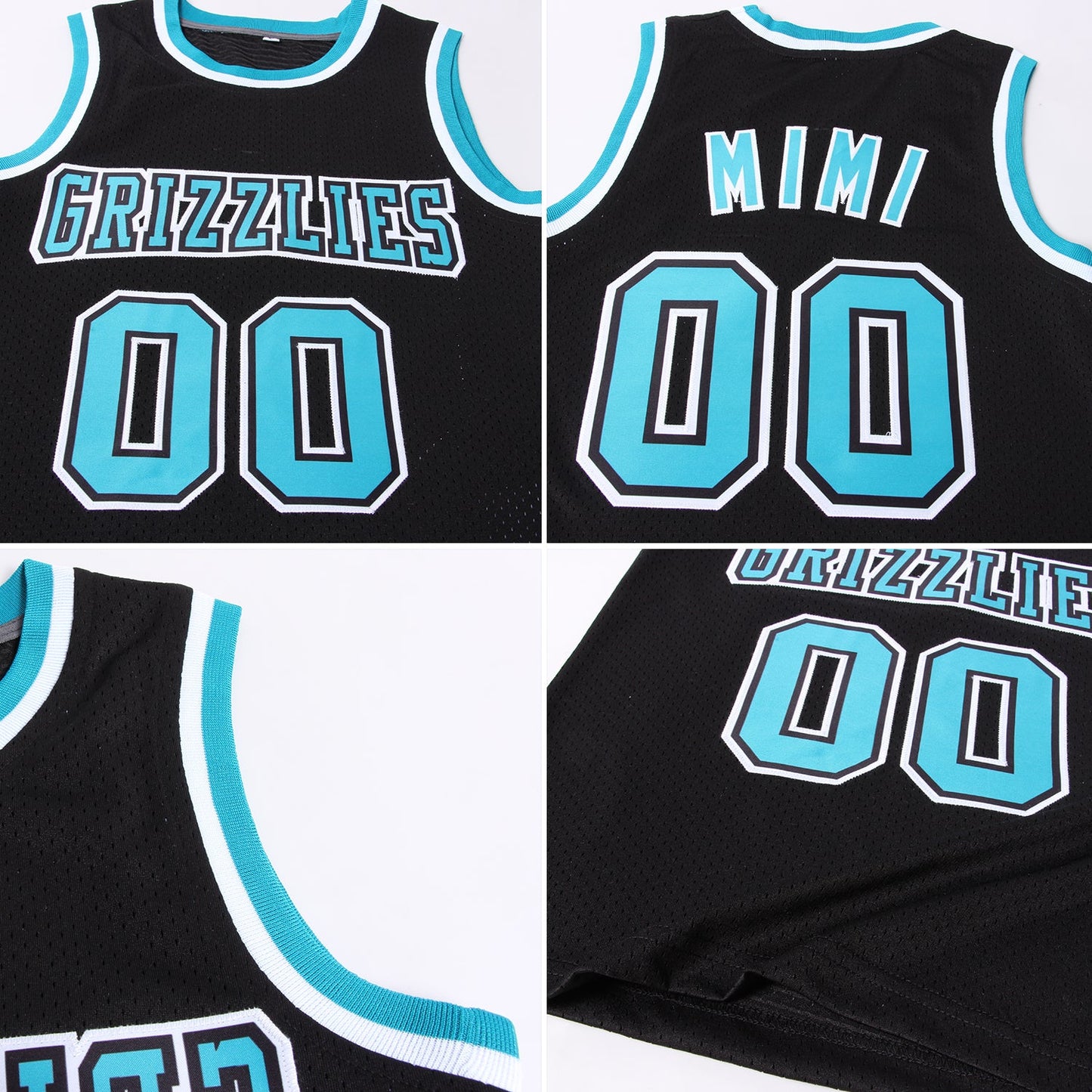 Custom Black Teal-White Authentic Throwback Basketball Jersey - Sky-Custom