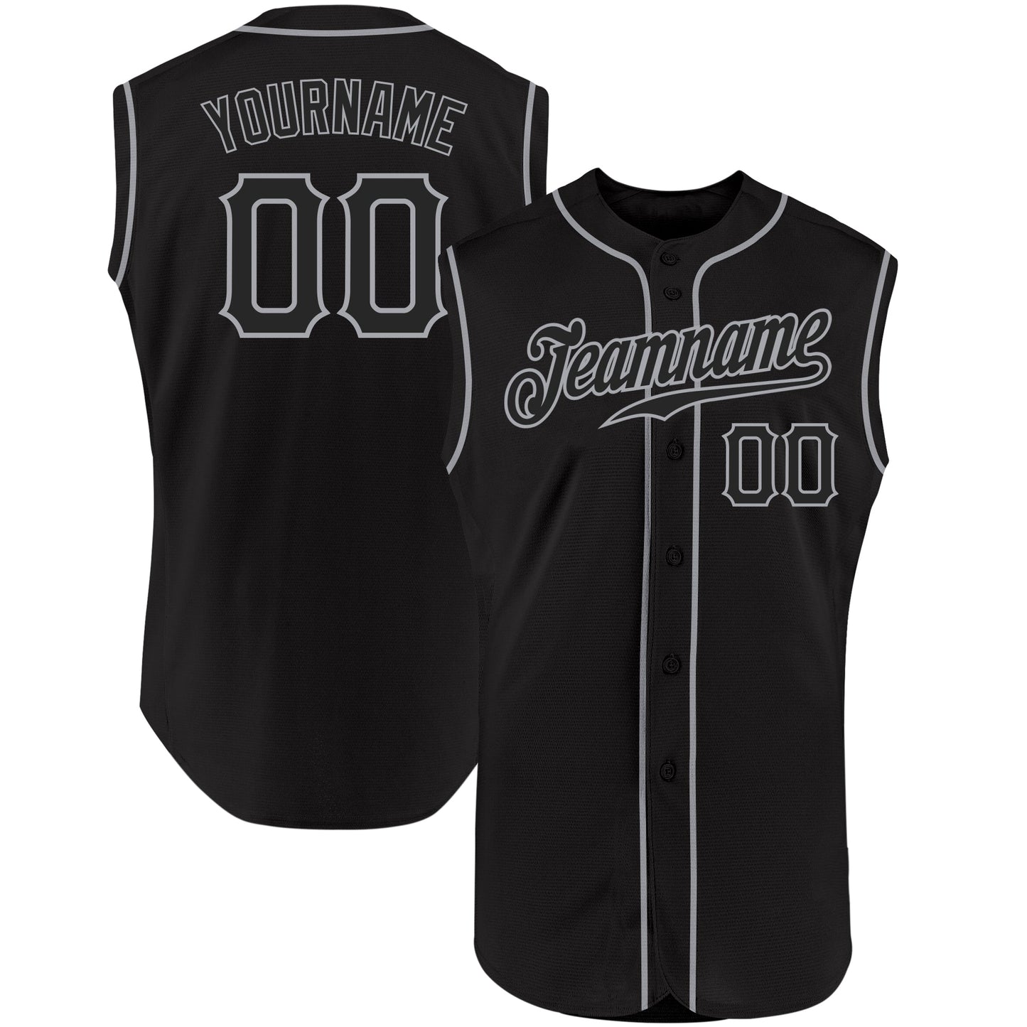 Custom Black Black-Gray Authentic Sleeveless Baseball Jersey - Sky-Custom