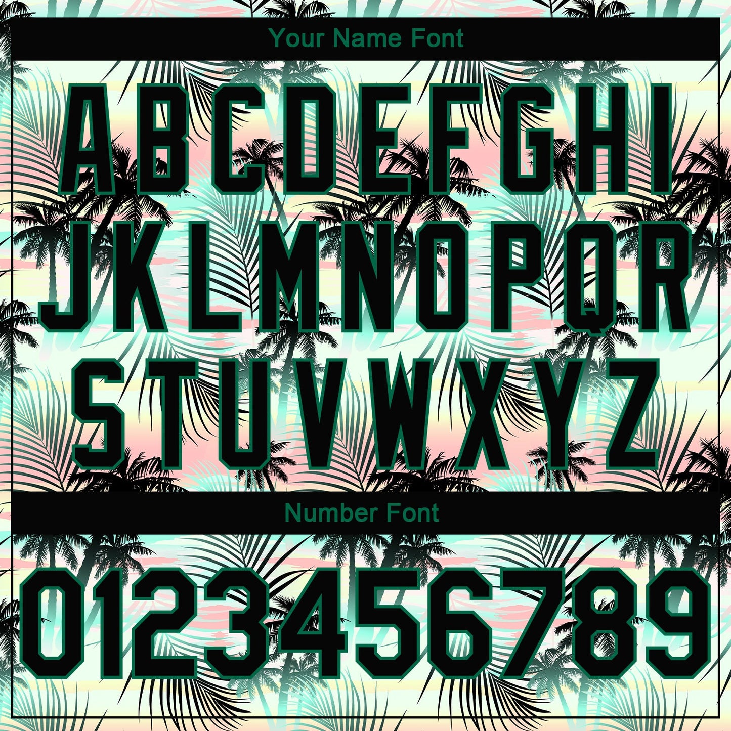 Custom Black Black-Kelly Green 3D Pattern Tropical Hawaii Palm Leaves Authentic Basketball Jersey - Sky-Custom