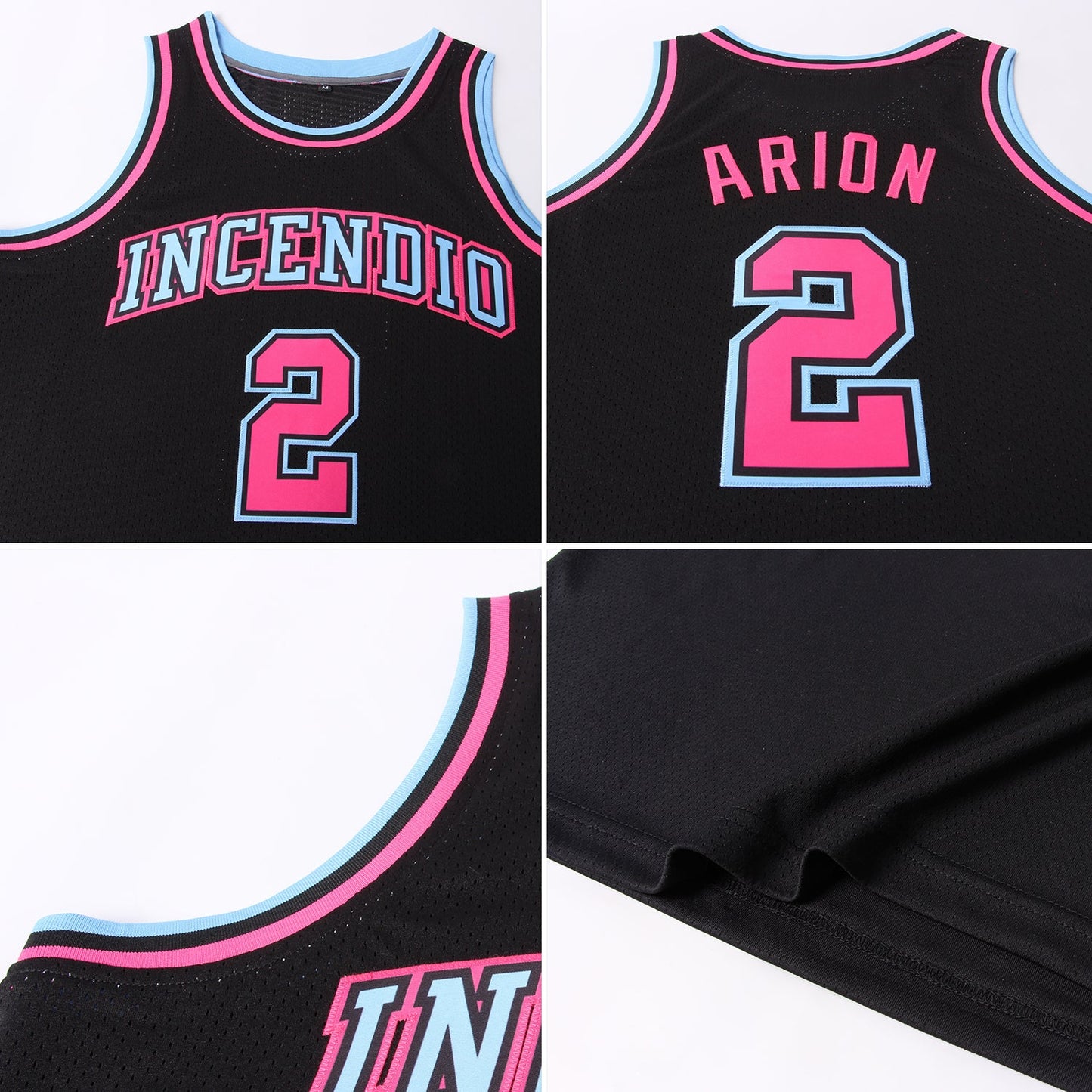 Custom Black Light Blue-Pink Authentic Throwback Basketball Jersey - Sky-Custom