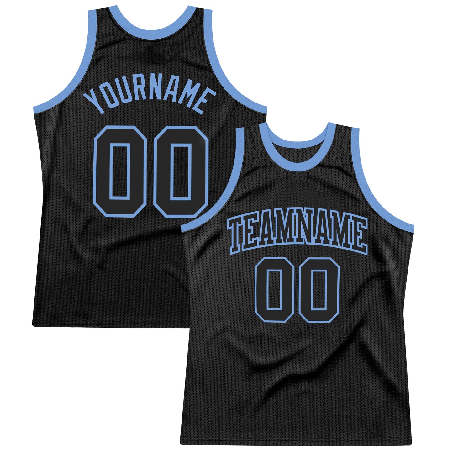 Custom Black Black-Light Blue Authentic Throwback Basketball Jersey - Sky-Custom