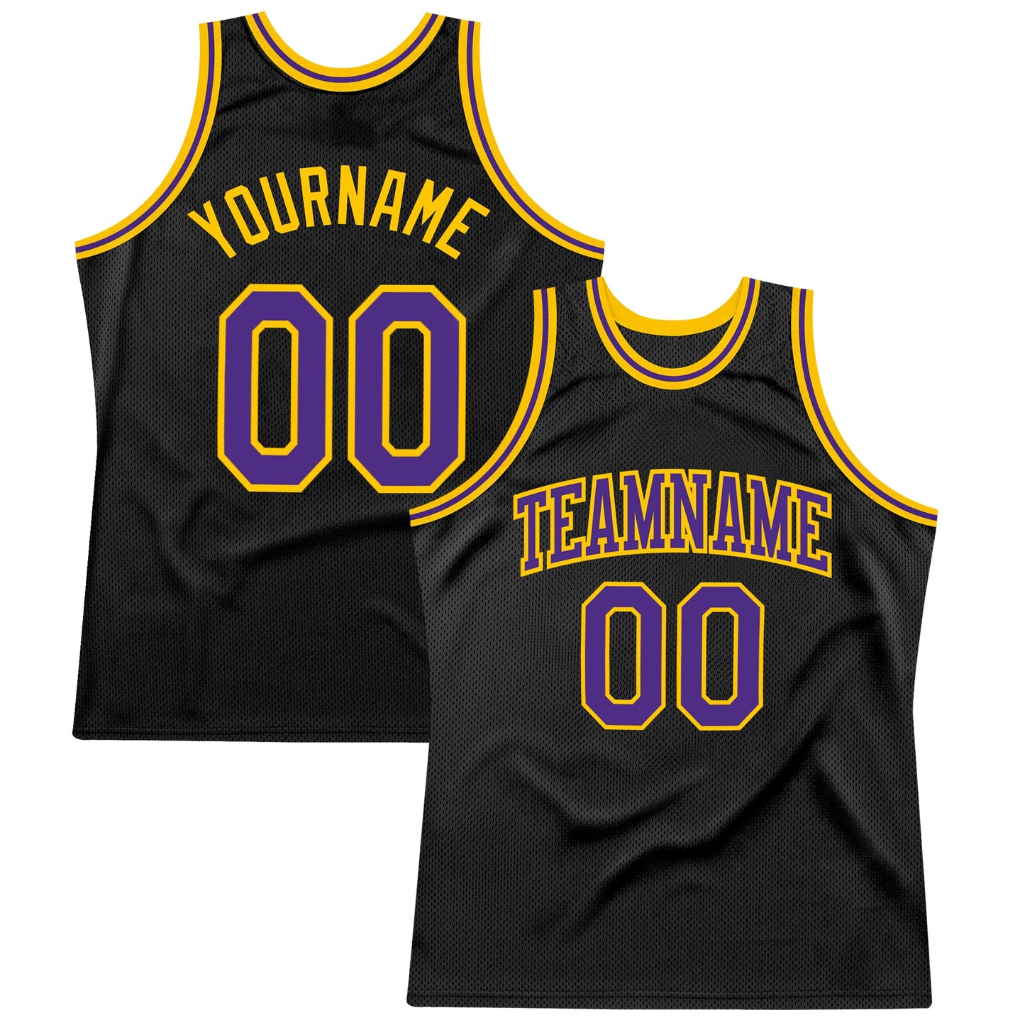 Custom Black Purple-Gold Authentic Throwback Basketball Jersey - Sky-Custom