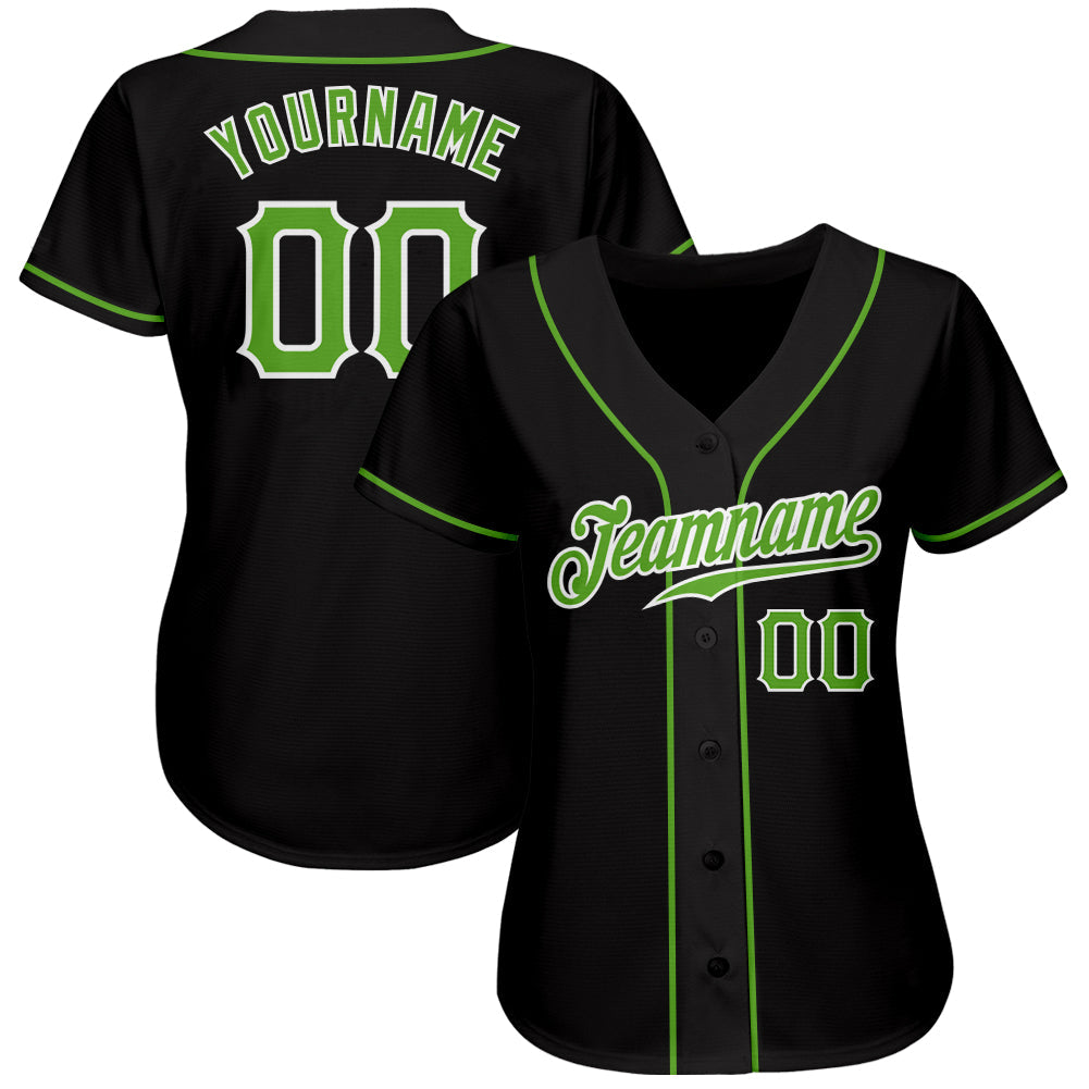 Custom Black Neon Green-White Authentic Baseball Jersey - Sky-Custom