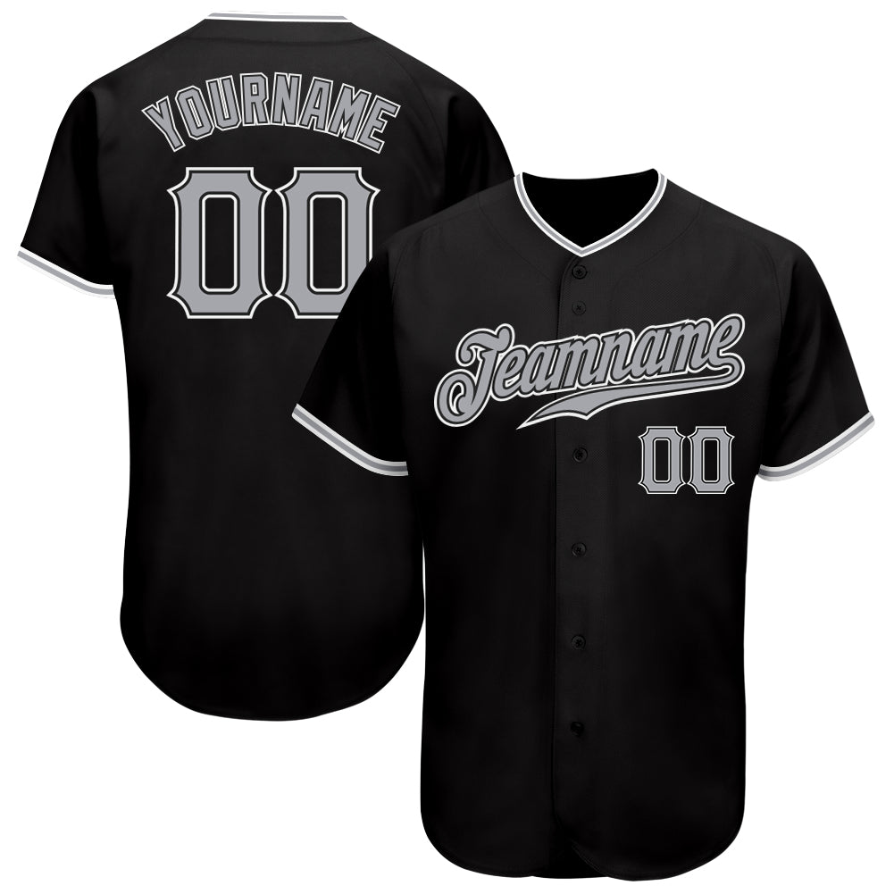 Custom Black Gray-White Authentic Baseball Jersey - Sky-Custom