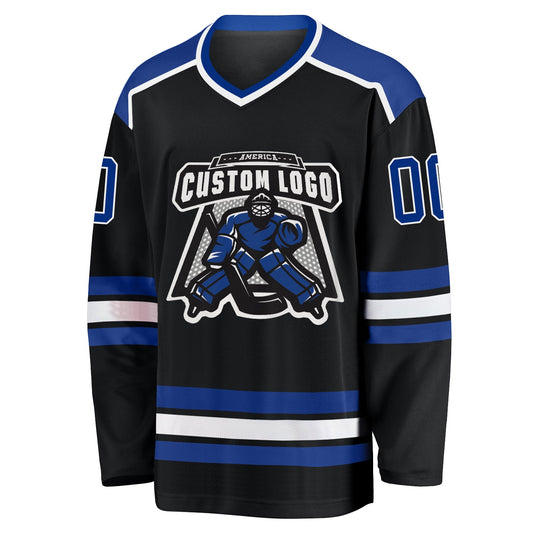 Custom Black Royal-White Hockey Jersey - Sky-Custom
