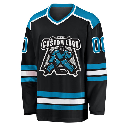 Custom Black Panther Blue-White Hockey Jersey - Sky-Custom