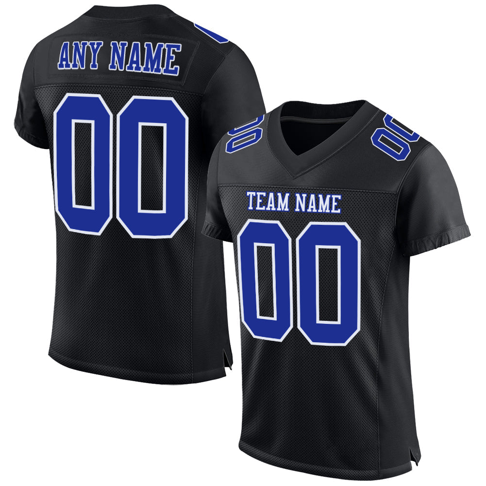 Custom Black Royal-White Mesh Authentic Football Jersey - Sky-Custom