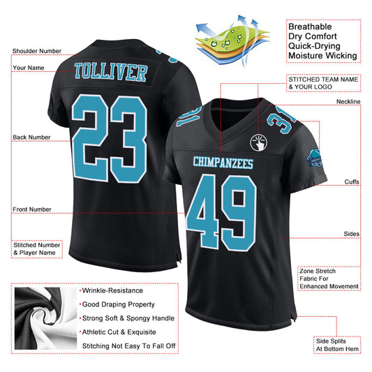 Custom Black Panther Blue-White Mesh Authentic Football Jersey - Sky-Custom