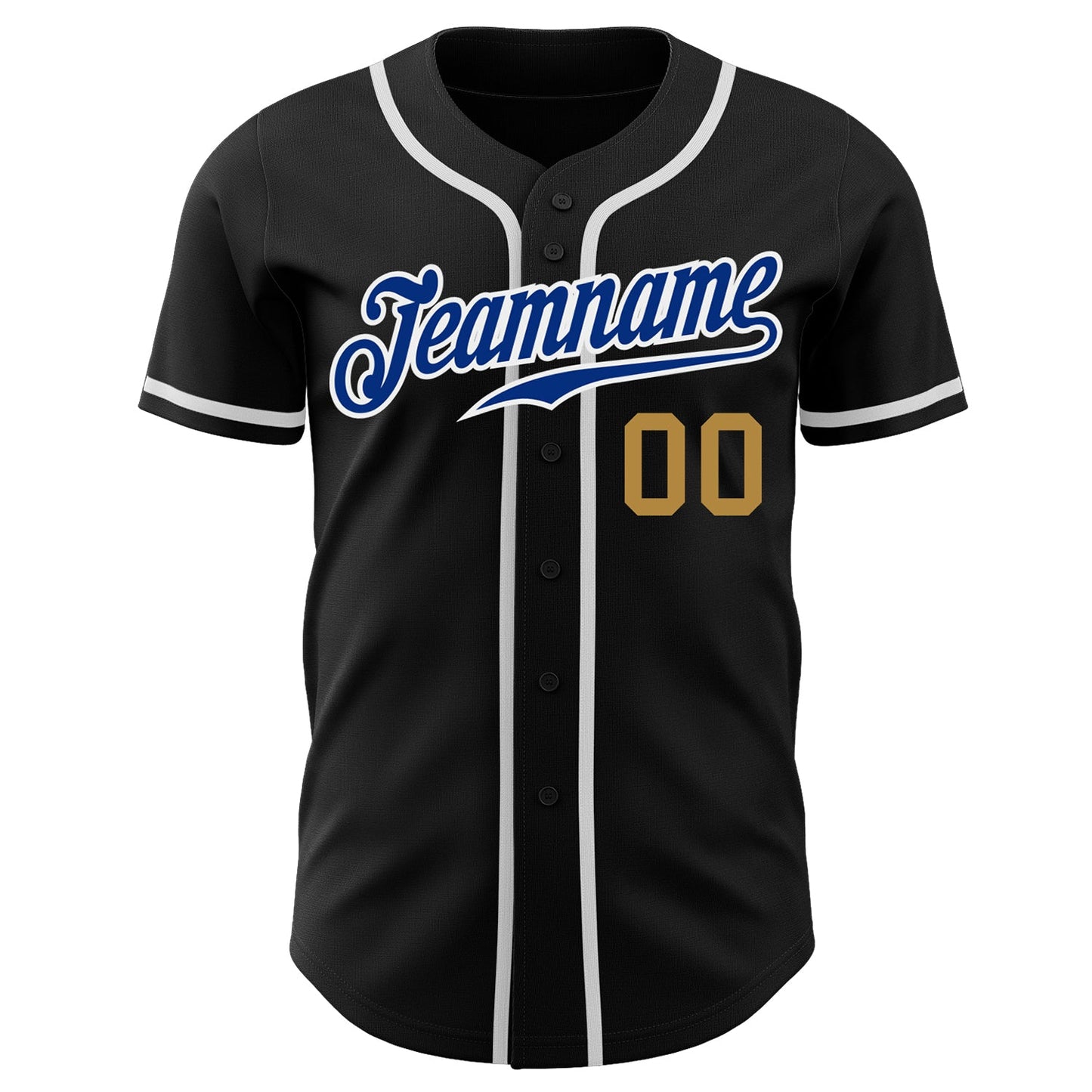 Custom Black Royal-Old Gold Authentic Baseball Jersey - Sky-Custom