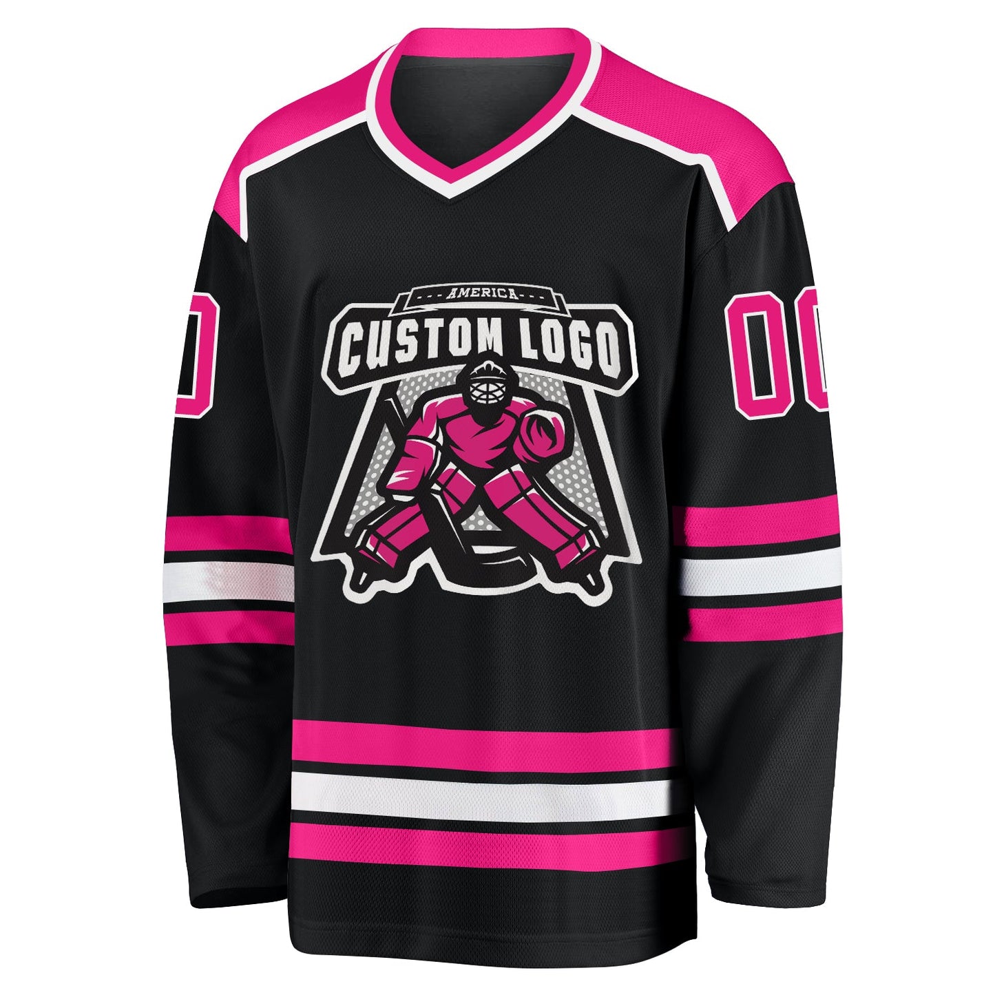 Custom Black Hot Pink-White Hockey Jersey - Sky-Custom