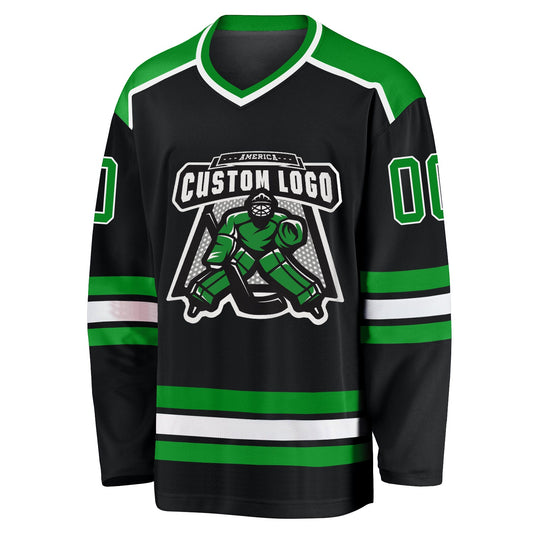 Custom Black Grass Green-White Hockey Jersey - Sky-Custom