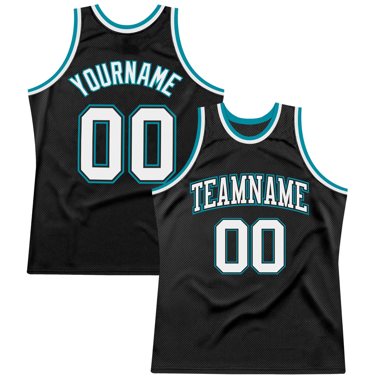 Custom Black White-Teal Authentic Throwback Basketball Jersey - Sky-Custom
