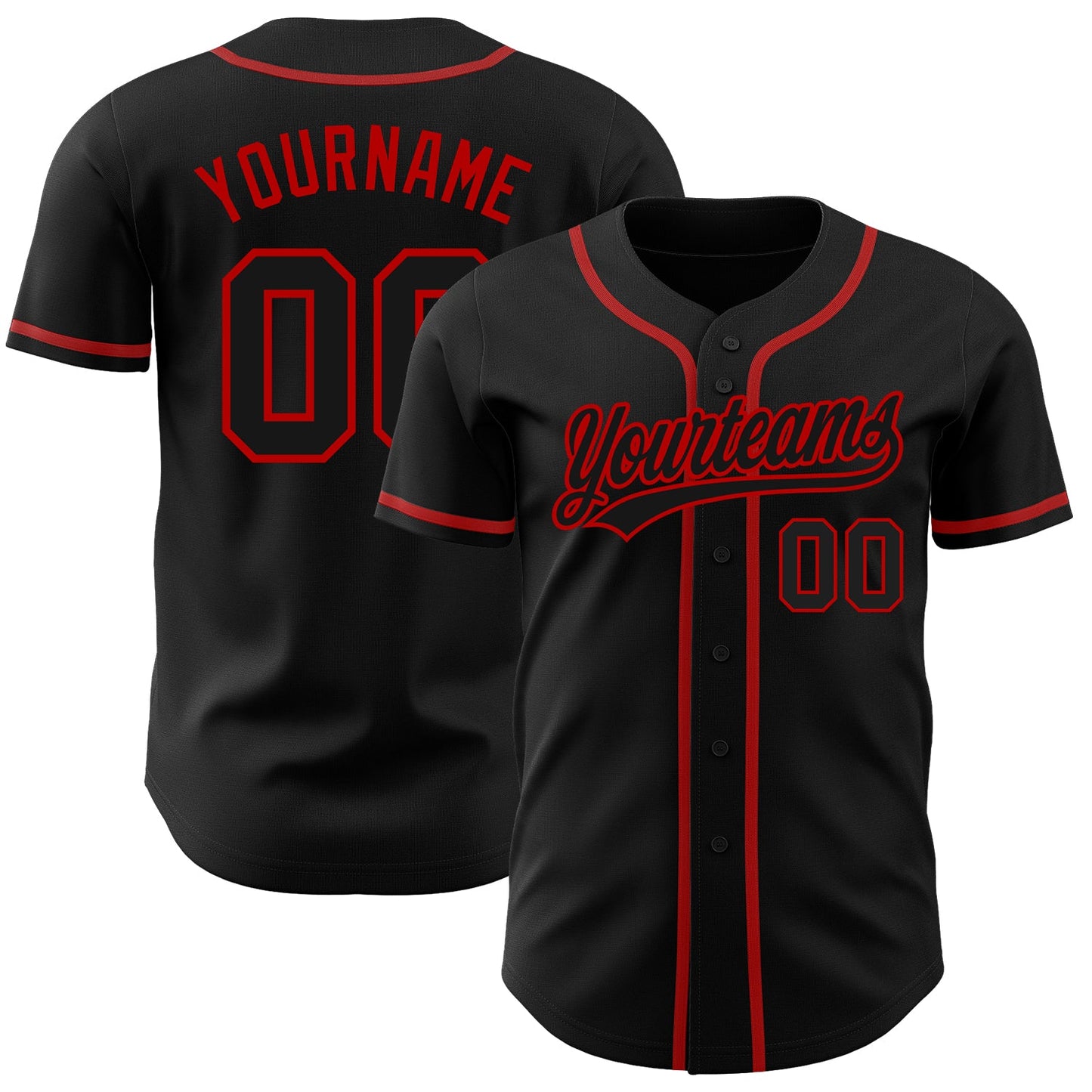 Custom Black Black-Red Authentic Baseball Jersey - Sky-Custom