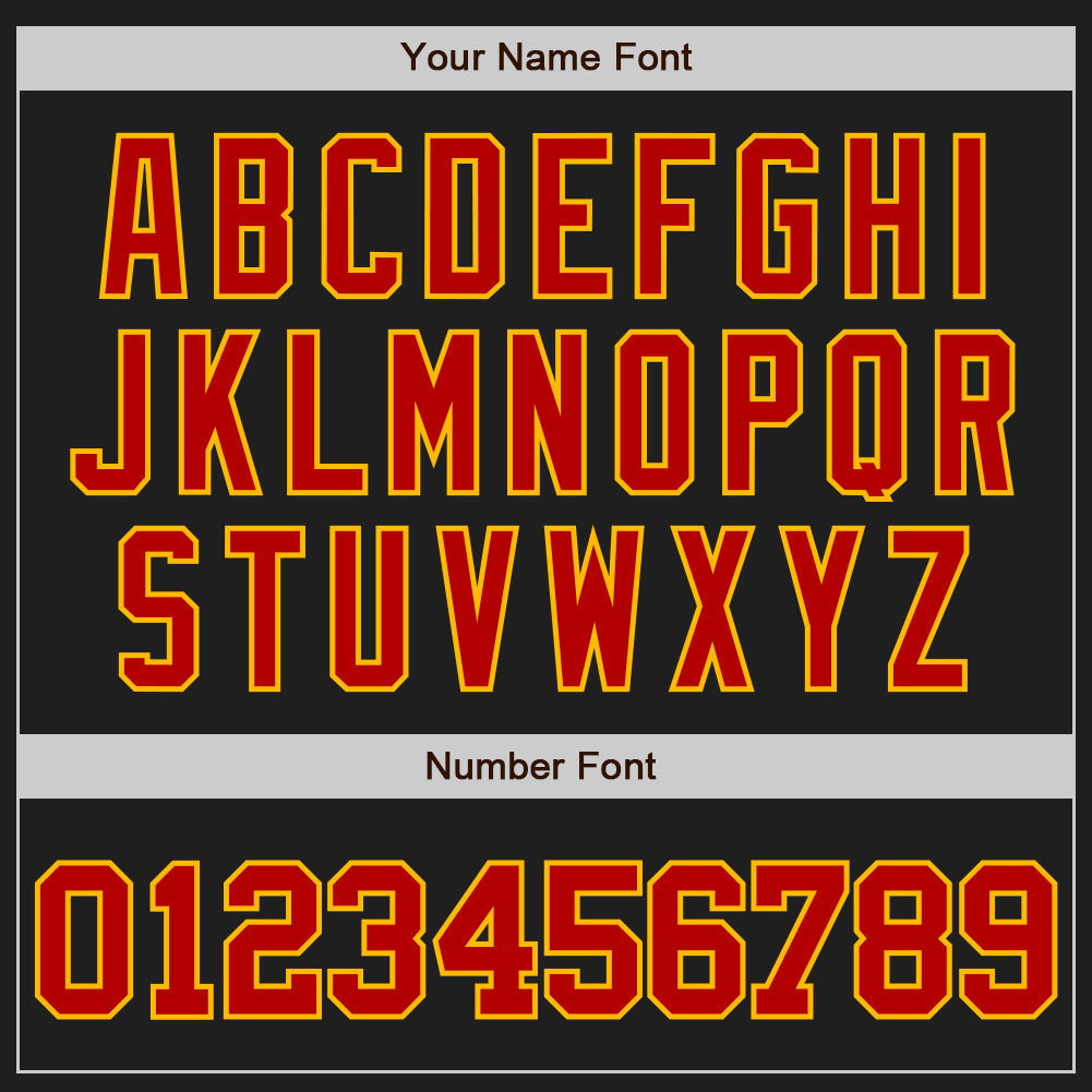 Custom Black Red-Gold Authentic Baseball Jersey - Sky-Custom