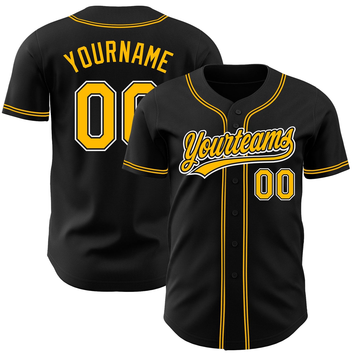 Custom Black Gold-White Authentic Baseball Jersey - Sky-Custom