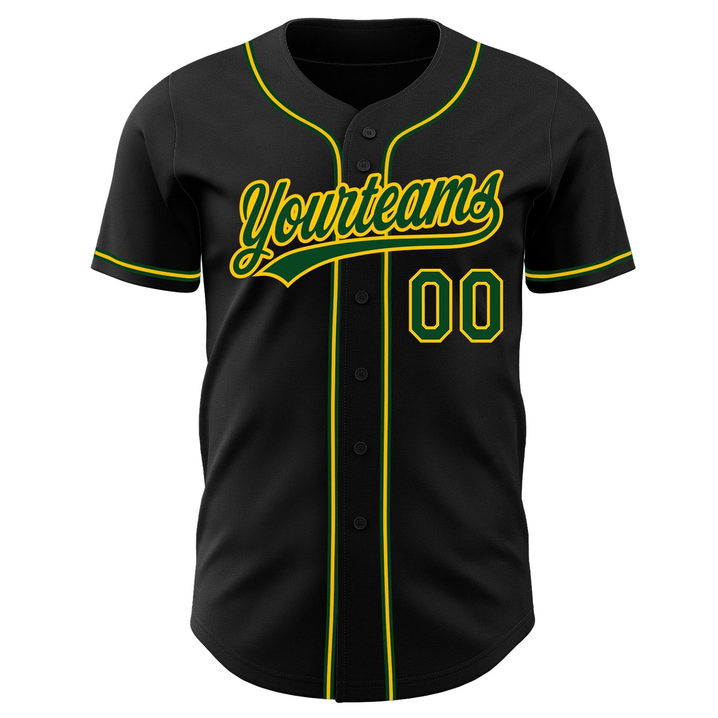 Custom Black Green-Gold Authentic Baseball Jersey - Sky-Custom
