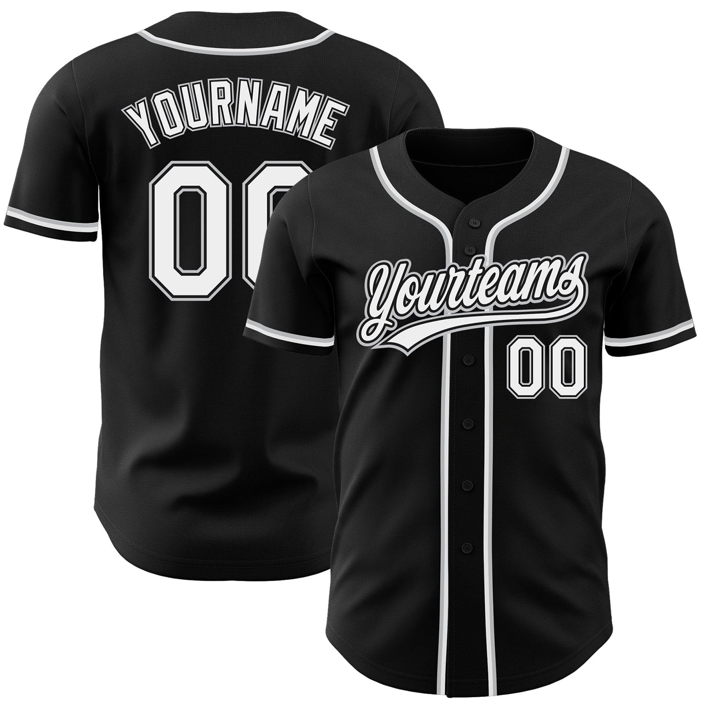 Custom Black White-Gray Authentic Baseball Jersey - Sky-Custom