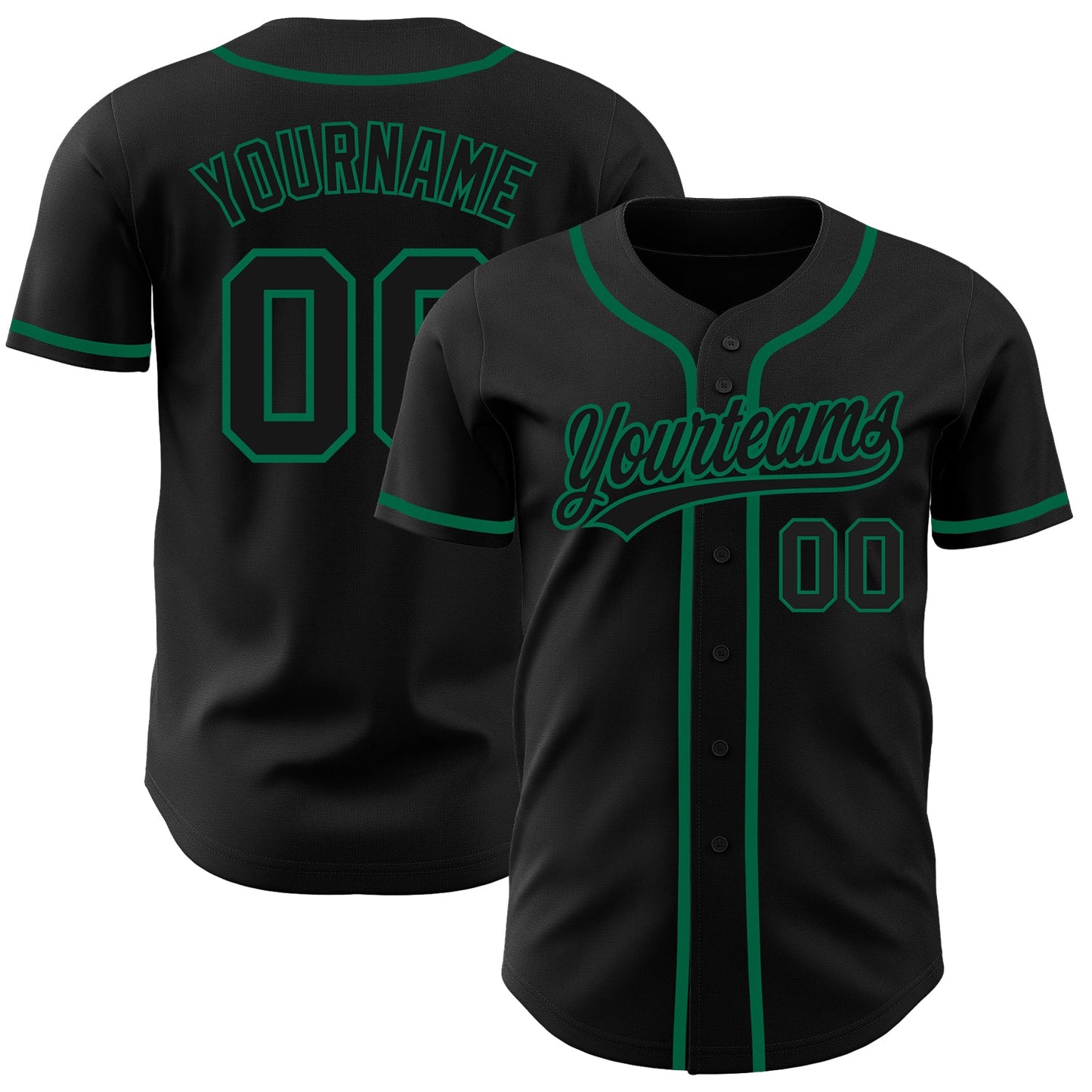 Custom Black Black-Kelly Green Authentic Baseball Jersey - Sky-Custom